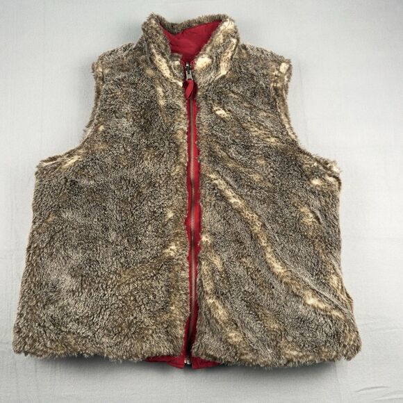 Reversible Womens Vest Lg Red Quilted & Faux Fur Full Zip by Charter Club - Picture 3 of 16